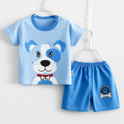 China Anti-shrink T-shirt Kids Summer Cotton Clothes Summer Baby Clothes Short Sleeve Shorts 2 Piece Set for sale