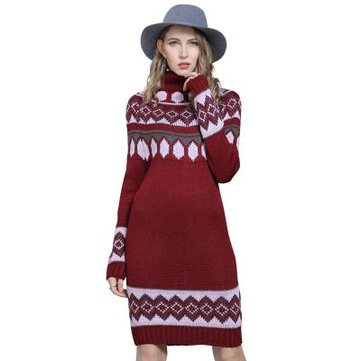 China Anti-Wrinkle Plus Size Women's Dresses Long Sleeve Sweater Winter Loose Knitted Dresses for sale