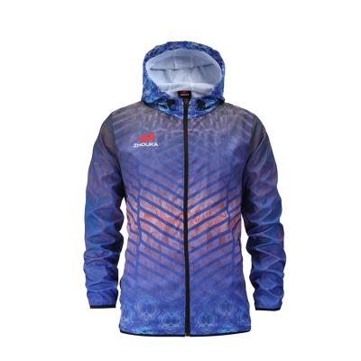 China Custom Made Wholesale Sublimation Anorak Jackets Cool Blue Men's Jackets Pattern Breathable Anoraks Hoodie for sale