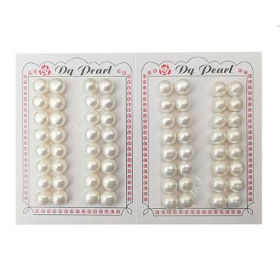 China 11-12mm AAA Grade High Quality Freshwater Pearl Half Drilled Freshwater Cultured Bread Pearl Beads For Earrings Stud Making for sale