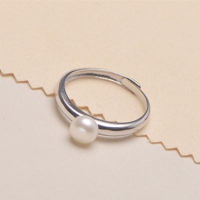 China ALLOY 5-6mm Round Silver Gold Plated 925 Pearl Ring Freshwater Original Pearl Ring Holder For Women for sale