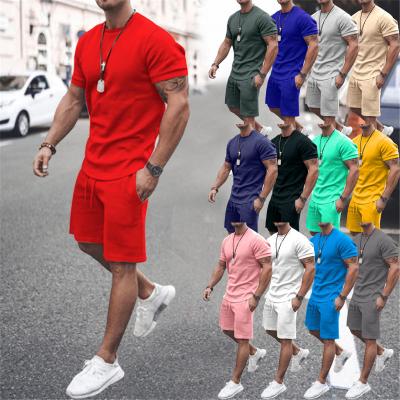 China Breathable 3xl Sportswear Summer Short Sleeve T-shirt Shorts Men 2 Piece Set Other Fabric Casual Knitted Hot Sale Custom Logo Solid Color for sale