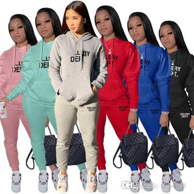 China Anti-pilling 2023 Casual Plus Size Women's Sets Pullover Printing Letters Long Sleeve Customized Hoodie Two Piece Cotton Pants Set For Women for sale