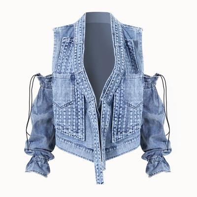 China Breathable New Design Summer Detachable Long Sleeve Jean Jacket Denim Jacket For Women for sale