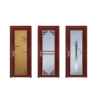 China Oyun Series Wood Color Design Bathroom Interior Frosted Aluminum Glass Swing Door for sale