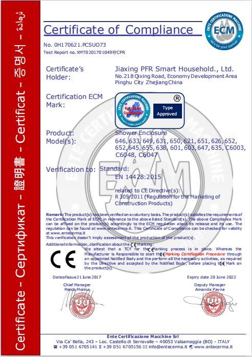 CE - Jiaxing Pfr Smart Household Co., Ltd.