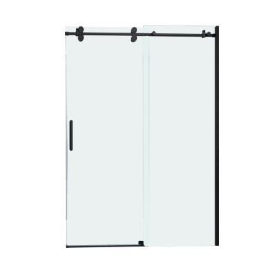 China Matte Black 10mm Tall Modern Roller Bathroom Enclosure Frameless Sliding Door for sale