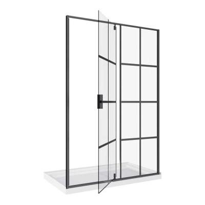 China Modern Black Profile 180 Degree 1 Piece Shower Door Pivot Hinge Tub Unit Enclosed Shower Stall for sale