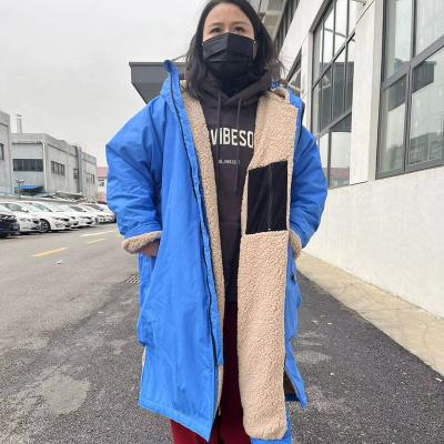 China Custom Viable Dry Logo Beach Maxi Dress Surf Maxi Dress Waterproof Coat Long Sleeve With Lining Inner Fleece Changing Maxi Dress for sale