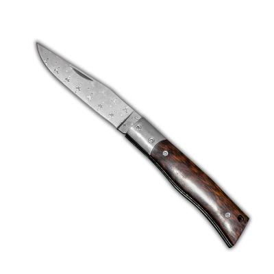 China Non-Changeable Hot selling Damascus Snakewood handle Steel head Damascu outdoor daily folding knife pocket knife Camping knife for sale