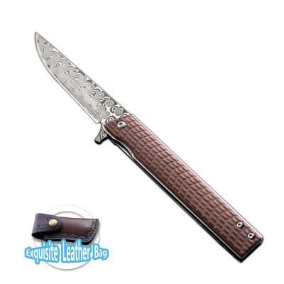 China Non-Changeable High quality Damascus steel rosewood handle lightweight easy to carry folding knife Outdoor knife pocket knife for sale