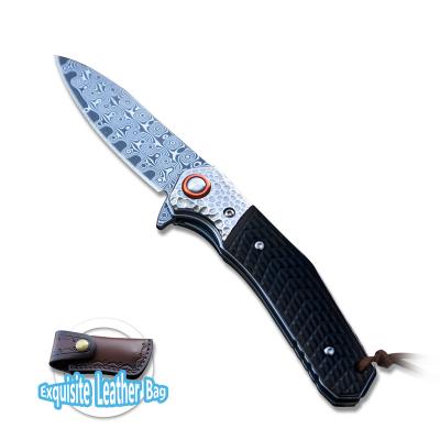 China Non-Changeable Damascus steel ebony handle collectible folding knife Camping knife Pocket knife for sale