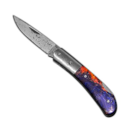 China Easy Carry Hot Selling Competitive Price Damascus steel black carbon fiber handle folding knife outdoor knife for sale