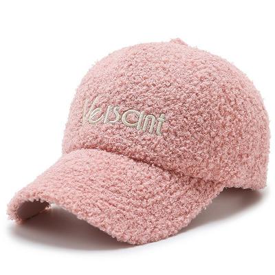 China JOINT Custom Cashmere Teddy Baseball Caps Winter Hat Multi Color Logo Hats for sale