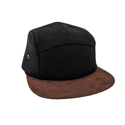 China breathable & Wholesale Custom Empty Waterproof Blank Skater Hat Two Tone Panel Brim 5 Panel Hat Suede Flat Snapback Hats for sale