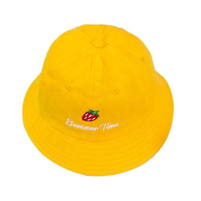 China 6 Summer Custom Cotton Panels Kids Bucket Hat Cozy Yellow Kids Bucket Hats for sale