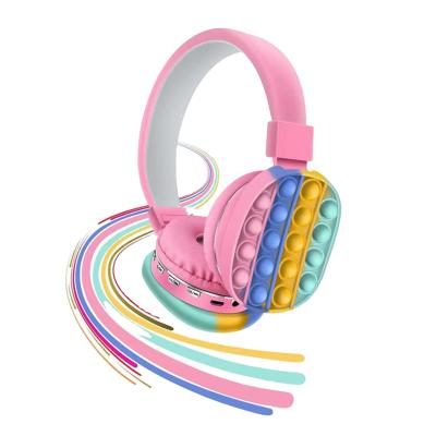 China 2021 New Rainbow Cute AH-806e Wireless Headphones Portable Folding Headphone Mp3 Player With Microphone Blutoot Headset for sale