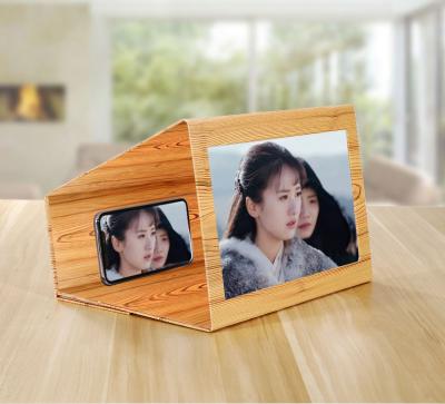 China Eye Protection 12 Inch Desktop Video Holder Folding HD Wooden Bracket 3D Enlarged Mobile Phone Screen Magnifier Amplifier for sale