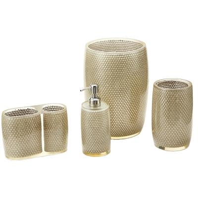 China Factory Sustainable Low Price Five Pieces Luxury Polyresin Hotel Bathroom Accessories for sale