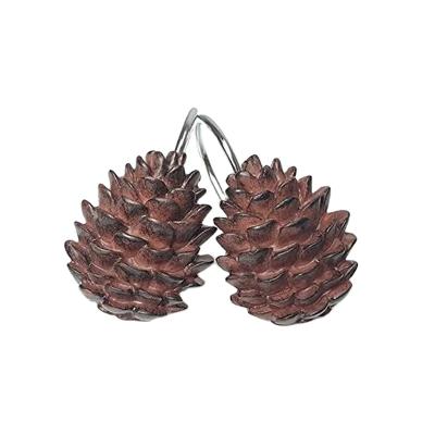 China Popular Brown Pinecone Resin Shower Hooks Eco-friendly Good Quality Shower Curtain Hook for sale