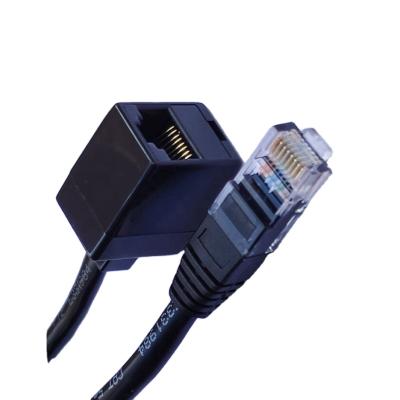 China ABS F/UTP CAT 5e Extension Cable Black RJ45 Male 8P8C To RJ45 8P8 Female 0.3M for sale