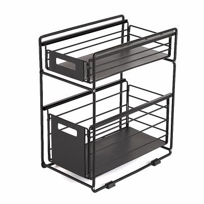 China Kitchen Fun 2-Tier Choice Kitchen Under The Sink Organizer With Sliding Storage Multifunctional Drawer Storage Rack for sale