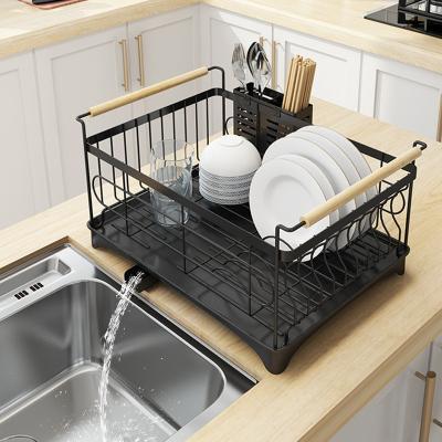 China Modern Choice Fun Kitchen Stainless Dish Drying Rack Organizer Rack Kitchen Dish Organizer With Drain Basket for sale