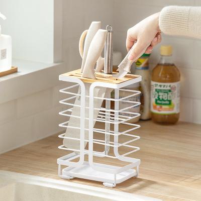 China Modern Choice Fun Countertop Universal Knife Holders Iron Drain Knife Holder With Tray for sale