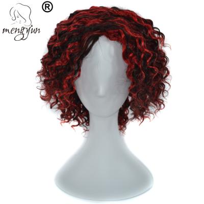 China Cheap Brazilian Deep Wave Mengyun Human Hair Wigs For Color Women Short Red Curly Hair Wigs for sale