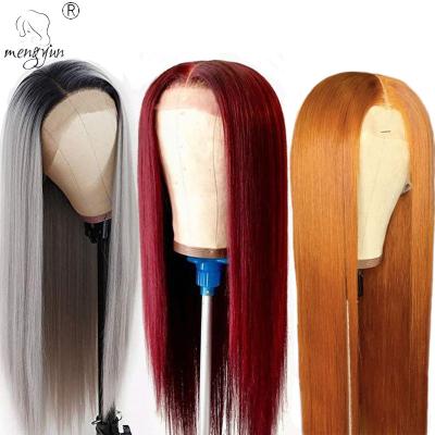 China Silky Straight Wave Customized Colored Transparent Brazilian Straight Lace Front Wig For Black Women 13x4 Lace Front Human Hair Wigs Remy Lace Wig for sale