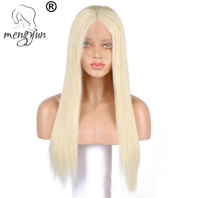 China Silky Straight Wave Long Front Lace Wigs Synthetic 22 Inch Blonde Straight Wig For Women Part 613 Color High Temperature Fiber Medium Hair for sale