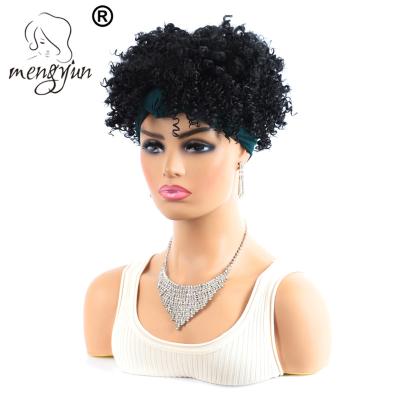 China Curly Bun Curly Women Afro Curly Hair Wig Scarf Hair Wigs Afro Women Synthetic Drawstring Wig With Bun Head Scarf Hair Braiding for sale