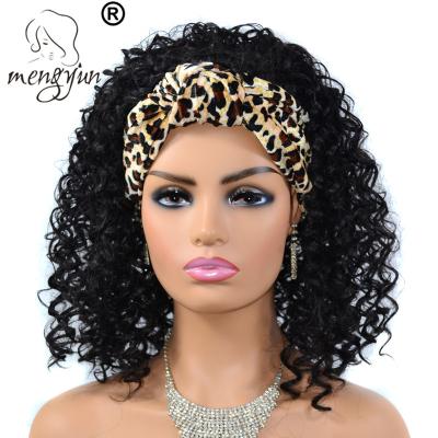 China TJH6-1B#Leopard Afro Curly Hair Medium Deep Curl Headwear African Women's Curly Headscarf Hair Length Wig Cloth Scarf Wig for sale