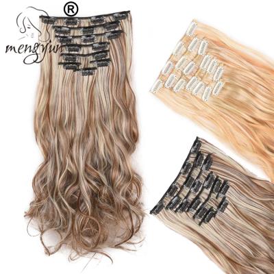 China Big Loop 8pcs/set 17 Cuts Long Big Loop Hair Extensions Cut Into European Hair Extensions And American Body Wave Hair Extension for sale