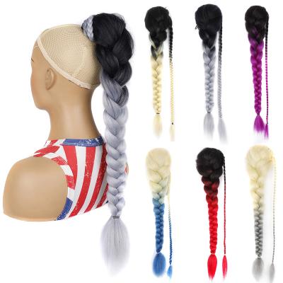 China Personality Three Braid Hair I-Tip Wig African Dirty Ponytail Women's Long Synthetic Fiber Braid Ponytail Wig Size Long Colored Ponytail for sale