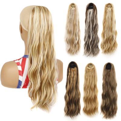 China European and American Lady's Long Curly Ponytail Drawstring Hair U-tip Hair Ponytail Wig Pocket Water Ripple Wig Ponytail wholesale for sale