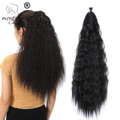 China Mengun Synthetic Curl Hair Pieces 65cm 180g Long Afro Kinky Curly Ponytail Claw Clip On Ponytail Hair Extensions Pony Tail Black for sale