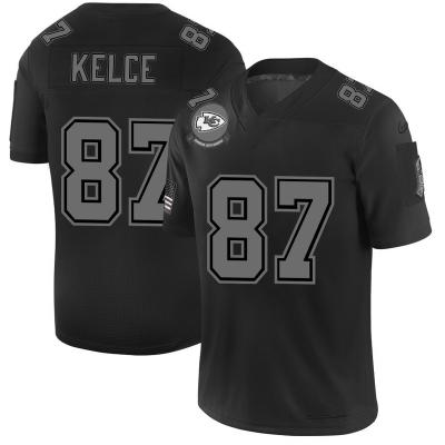 China 2021 Wholesale Cheap New Antibacterial Mens KELCE 87# MAHOMES 15# Black American Football Jersey for sale