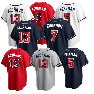 China Wholesale Cheapest Ronald Acuna Jr Brave Shirts 7 Dansby Swanson Atlanta Player Name 13 Baseball Jersey Freddie Freeman #5 Antibacterial for sale