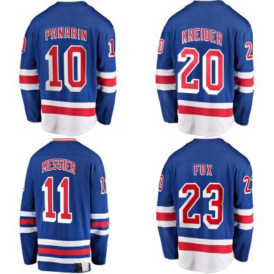 China Shirts & Custom Tops Ice Hockey Jersey New York City Stitched Sports Embroidery Mens Blue Ranger To Wear 23 Fox 11 Messy 20 Kreider 10 Panarin for sale