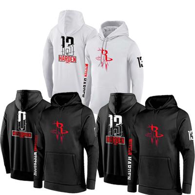 China Wholesale Antibacterial #13 Harden #0 Westbrook Black Men White Big Logo Long Sleeved Team Basketball Hoodie 2022 for sale