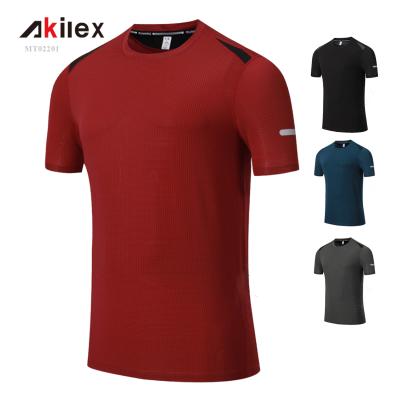 China Lightest High Quality Fitness Quick Dry Fitted Breathable Men's Running T-Shirts Custom Wholesale New Anti-Wrinkle Logo Design for sale