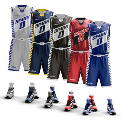 China High Quality Antibacterial Sublimated Custom Full Logo Mens Basketball Uniform for sale