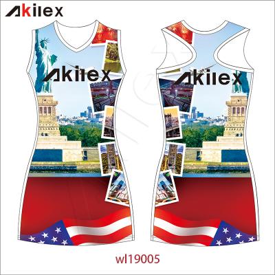 China SKIRTS akilex sports customized sublimation netball dress for woman for sale