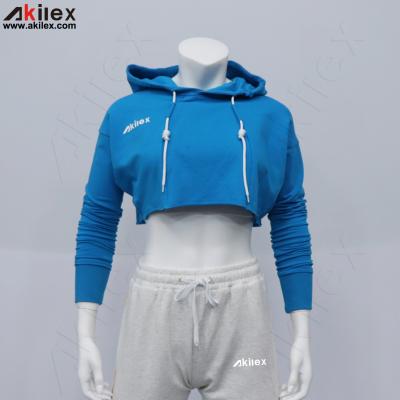 China Shirts & Tops Akilex Customize Womens Long Sleeve Sportswear Top Crop Top Hoodie Women Fitness for sale