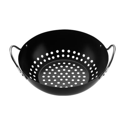 China Dustproof Hole Dish Non-stick Round Shape Dish Non-Stick BBQ Grill Tool BBQ Grill Basket Vegetable Charcoal Grill for sale