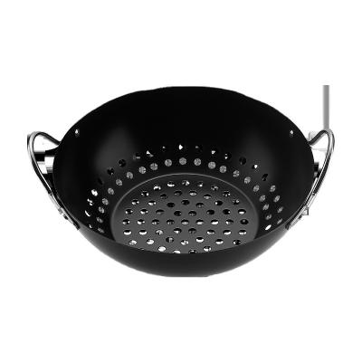 China Dustproof Non-stick Round Flat Bottom Barbecue Dish Round BBQ Basket Vegetable Basket BBQ Basket for sale