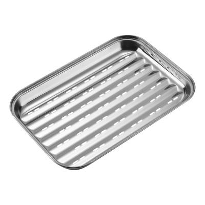 China Easily Cleaned Rectangle Barbecue Grill Pan Perforated Fish BBQ Grill Filters Stainless Steel for sale