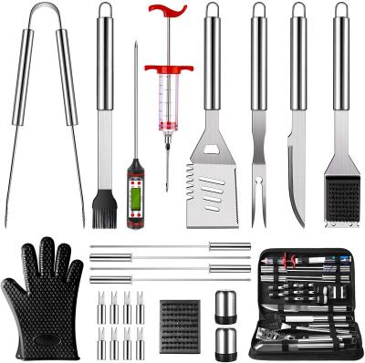 China 25PCS Easily Cleaned Grilling Accessories GRILL Grill Tool Kit Stainless Steel Grilling Kit for Smoker, Camping, BBQ for sale