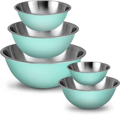 China Sustainable Stainless Steel Mixing Bowls Set Heavy Duty Kitchen Meal Prep Bowl Food Storage Organizers for sale